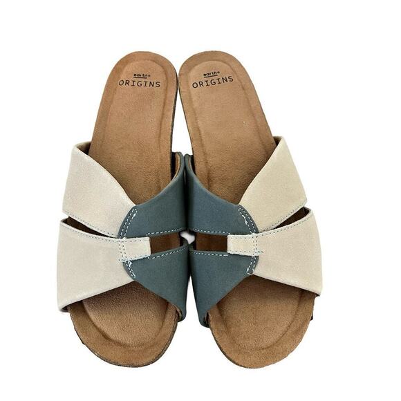 Earth Origins Suede Colorblock Slide Sandals Size 8 Lexi Blue Multi Women's - Picture 3 of 8